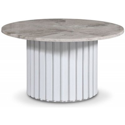 Sumo Soffbord Ø85 - Vitbetsad ek / Silver marmor