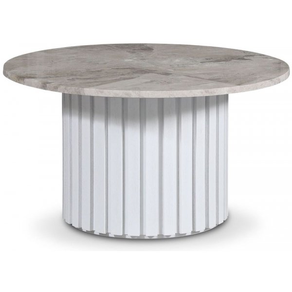 Sumo Soffbord 85 - Vitbetsad ek / Grbeige marmor