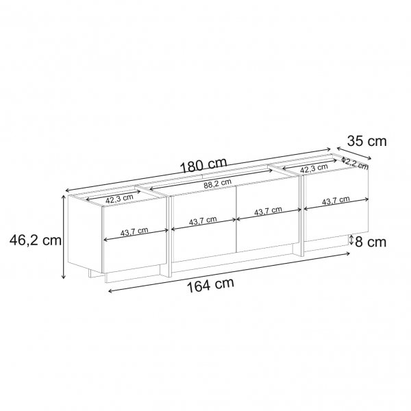 TV-b�nk Lorensa 180 cm - Vit/Atlantic Pine