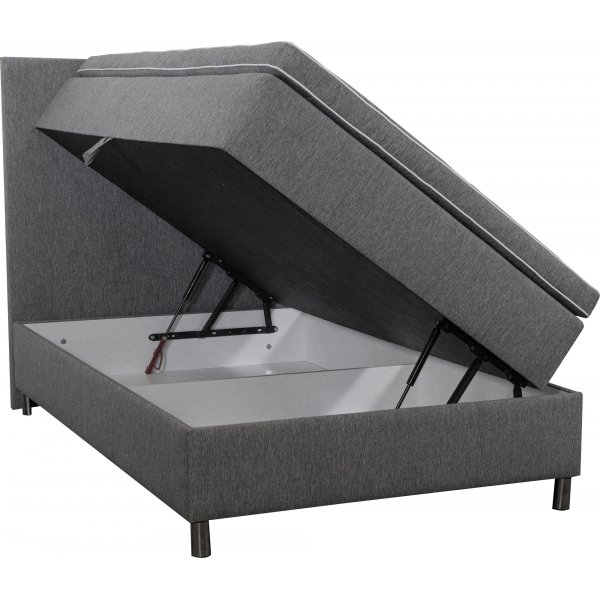 Accent boxbed s�ng med f�rvaring och s�nggavel - 120 x 200 cm - Ljusgr�