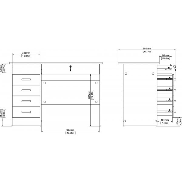Function Plus skrivbord med 4 lådor 109,3 x 48,5 cm - Vit Function Plus skrivbord med 4 lådor 109,3 x 48,5 cm - Vit