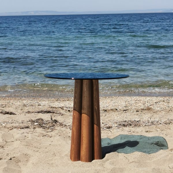 Table basse Thales Ø50 cm - Noyer/bleu Table basse Thales Ø50 cm - Noyer/bleu