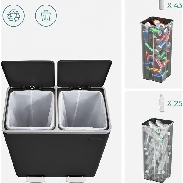 Daloa soptunna 60 l - Svart