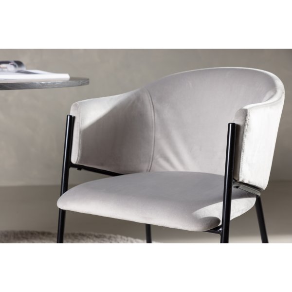 Chaise de salle à manger Evelina - Velours gris Chaise de salle à manger Evelina - Velours gris