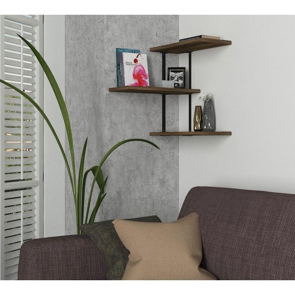 Frisbee wandplank - Walnoot/zwart Frisbee wandplank - Walnoot/zwart