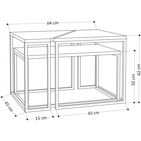 Oladin soffbord 64 x 45 cm - Vit/antracit
