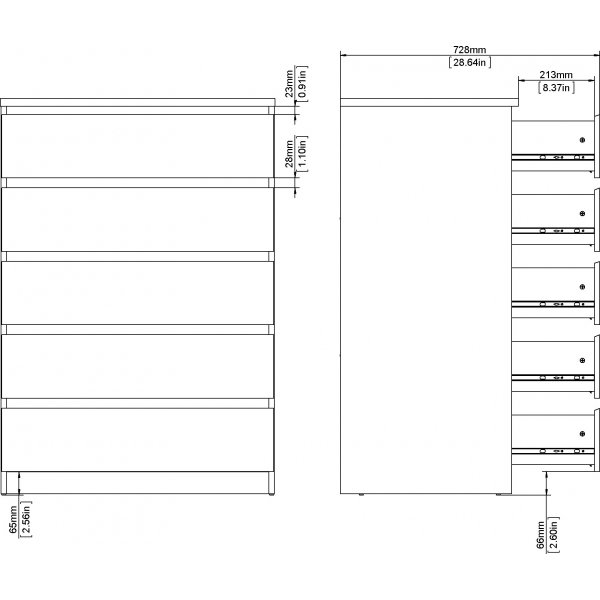Naia byrå med 5 lådor - Tryffel Naia byrå med 5 lådor - Tryffel
