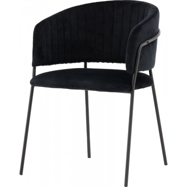 Chaise de salle à manger Selma - Velours noir Chaise de salle à manger Selma - Velours noir