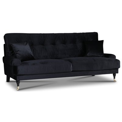 Adena 3-sits soffa - Svart sammet