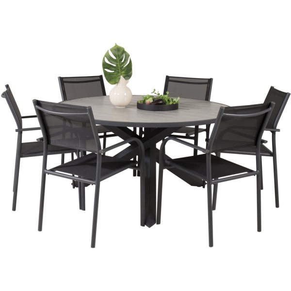 Parma utematgrupp med 6 st Santorini stolar - Svart/Gr