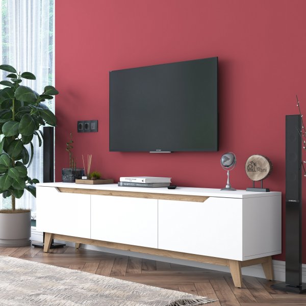 Banc multimdia Duno Blanc/noyer