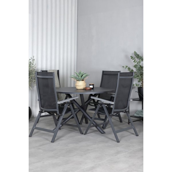 Alma utematgrupp med 4 st Albany stolar - Svart/Grå Alma utematgrupp med 4 st Albany stolar - Svart/Grå