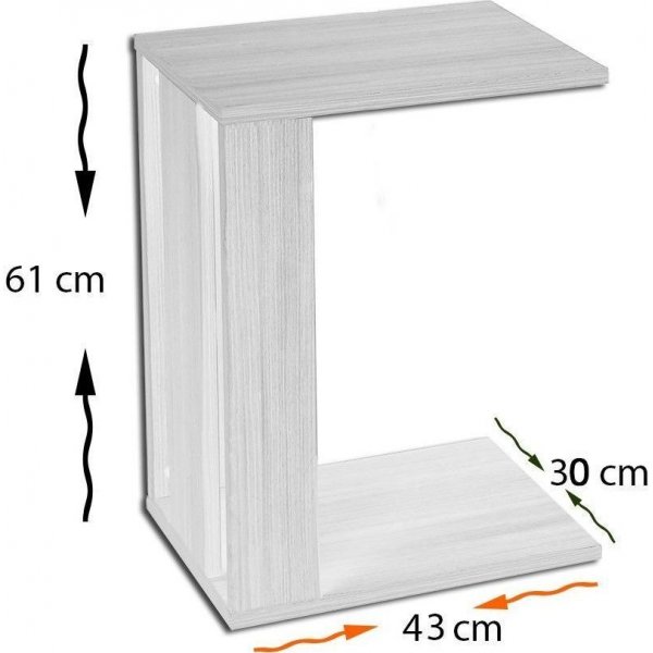 Pacific bijzettafel 30 x 43 cm - Zwart/wit Pacific bijzettafel 30 x 43 cm - Zwart/wit