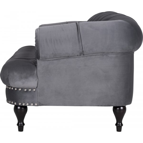 Soffa 3-sits chesterfield gr sammet