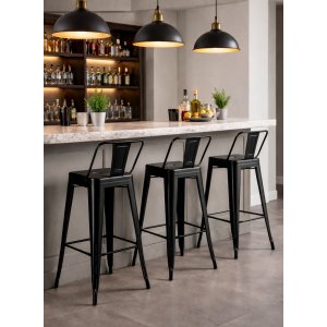 Iris barstol i svart metall - Sitth�jd 76 cm