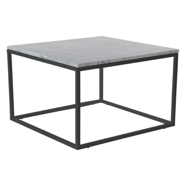 Accent soffbord 75 - Vit marmor / svart underrede
