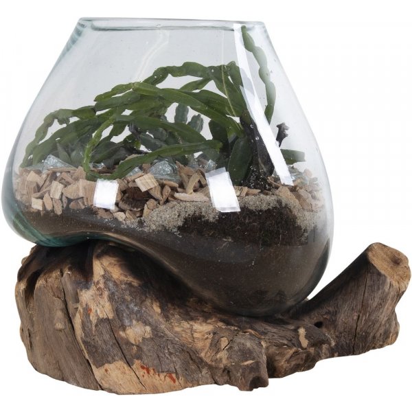 San Marino Vattendroppe vas - Teak/glas - 15-20 cm San Marino Vattendroppe vas - Teak/glas - 15-20 cm