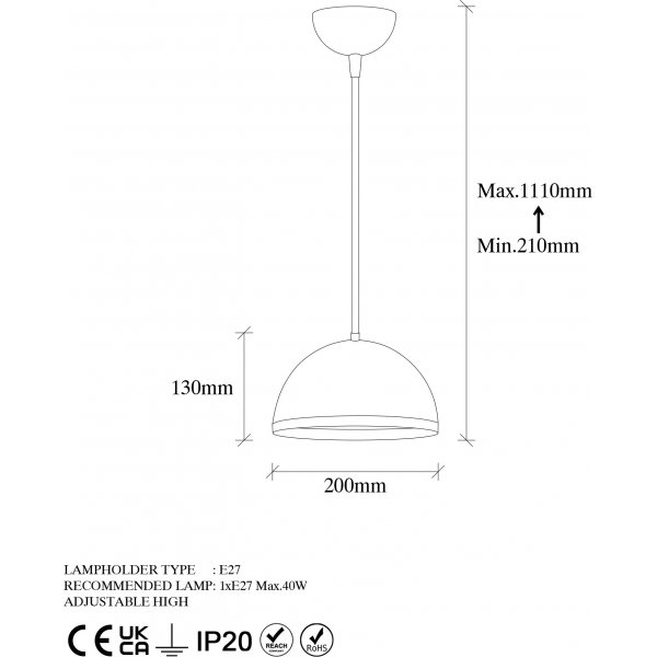 Plafonnier Fender 11535 - Noir/or Plafonnier Fender 11535 - Noir/or