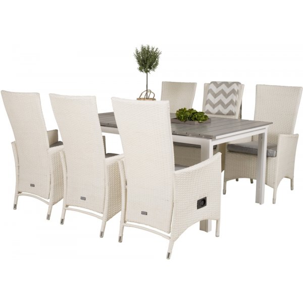 Levels utematgrupp med 6 st Padova stolar - Gr/Vit