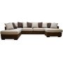 Delux U-soffa med ppet avslut vnster - Brun/Beige/Vintage + Flckborttagare fr mbler