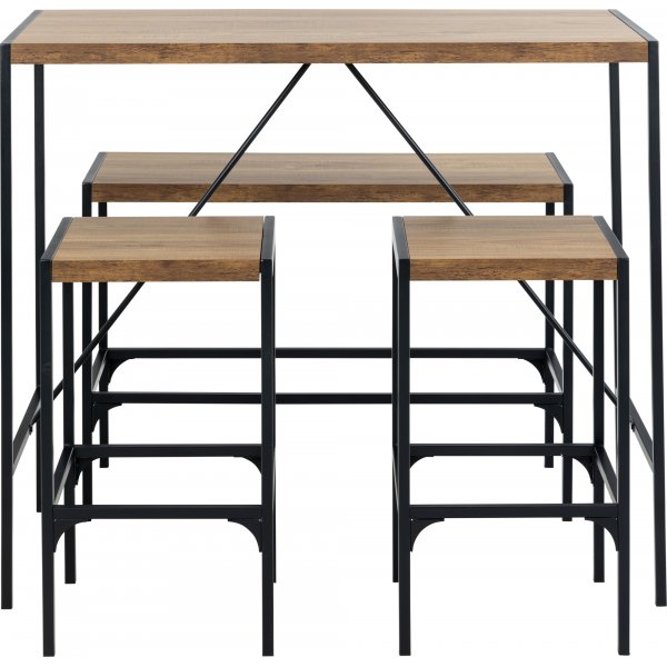 Bahamas bargroep met tafel, bank en 2 stoelen - Eiken/zwart