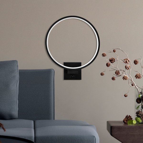 Haldur wandlamp ring - Zwart