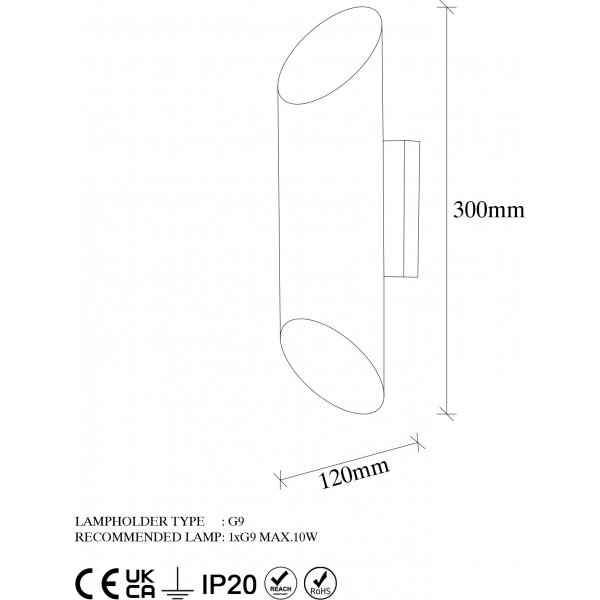 Geslepen wandlamp 11810 - Zwart/goud
