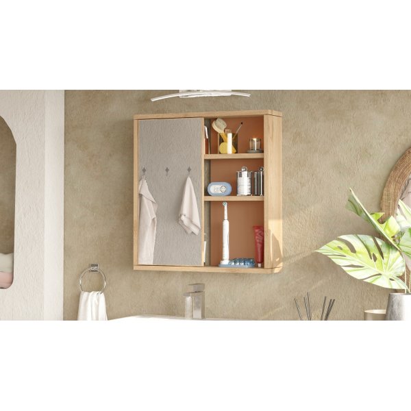 Meuble de salle de bain Nova - Rouge brique/chêne Meuble de salle de bain Nova - Rouge brique/chêne