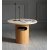 Table basse ronde Arto hauteur 60 cm - Chne / Travertin
