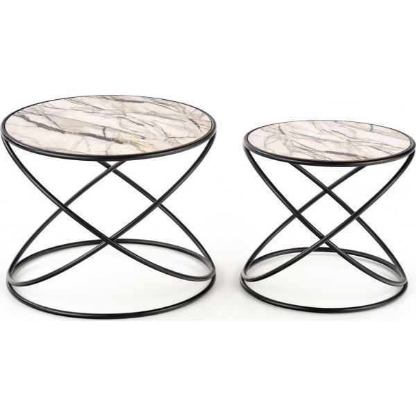 Table basse Mille Ø40/50 cm - Marbre blanc/noir Table basse Mille Ø40/50 cm - Marbre blanc/noir