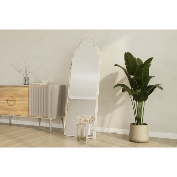 Samaran vloerspiegel - Wit marmer