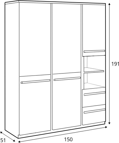 Plano kledingkast 150 cm - Nash eiken/wit/grijs Plano kledingkast 150 cm - Nash eiken/wit/grijs