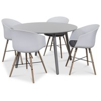 Rosvik matgrupp grått runt bord med 4 st Moon stolar grått tyg - Vit / Grått Rosvik matgrupp grått runt bord med 4 st Moon stolar grått tyg - Vit / Grått
