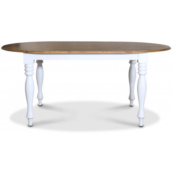 Victoria vitt ovalt matbord med brun toppskiva + Flckborttagare fr mbler