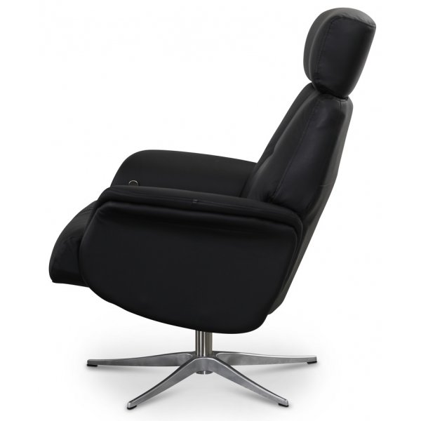 Peru reclinerfåtölj med pall - Svart läder Peru reclinerfåtölj med pall - Svart läder