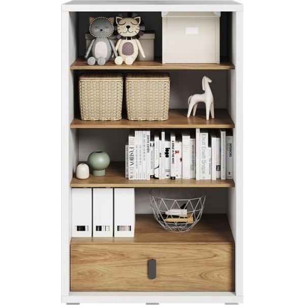 Simi boekenkast 85 cm - Wit/hickory Simi boekenkast 85 cm - Wit/hickory
