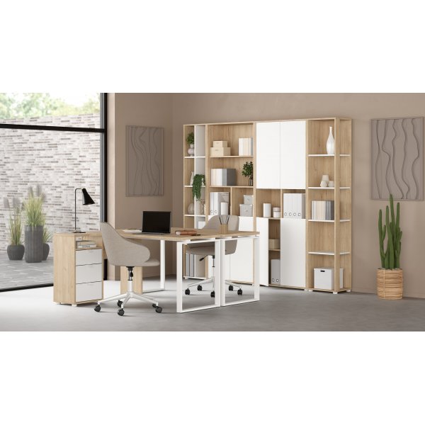 Bibliothque signaltique avec sparateur - Blanc/hickory
