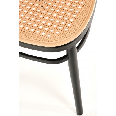 Cadeira 483 svart stapelbar matstol med rottingsits