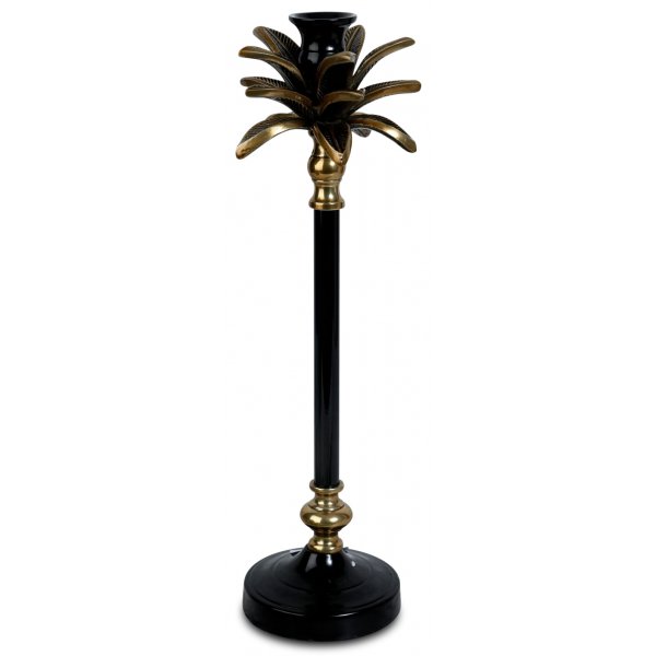 Ljusstake palm H50cm - Guld/Svart