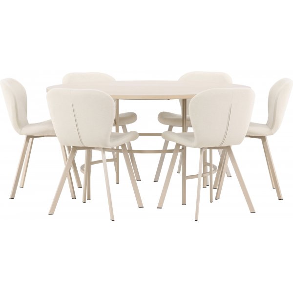 Matbord Copenhagen med 6 st Lilja stolar - Beige/whitewash + 6.00 x Stolsdyna Matbord Copenhagen med 6 st Lilja stolar - Beige/whitewash + 6.00 x Stolsdyna