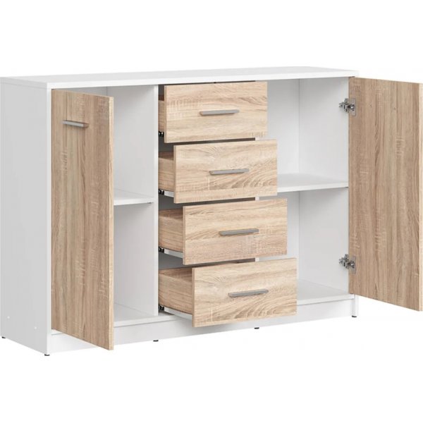 Meuble de rangement Nepo Plus - Blanc/chne sonoma