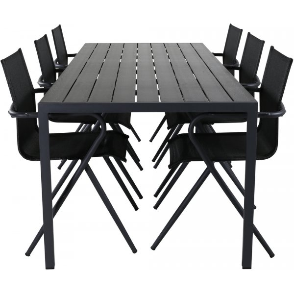 Break utematgrupp med 6 st Alina stolar - Svart Break utematgrupp med 6 st Alina stolar - Svart