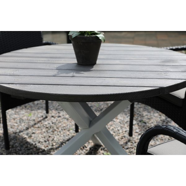 Scottsdale utematgrupp runt bord med 4 st stapelbara stolar - Gr�/svart/vit