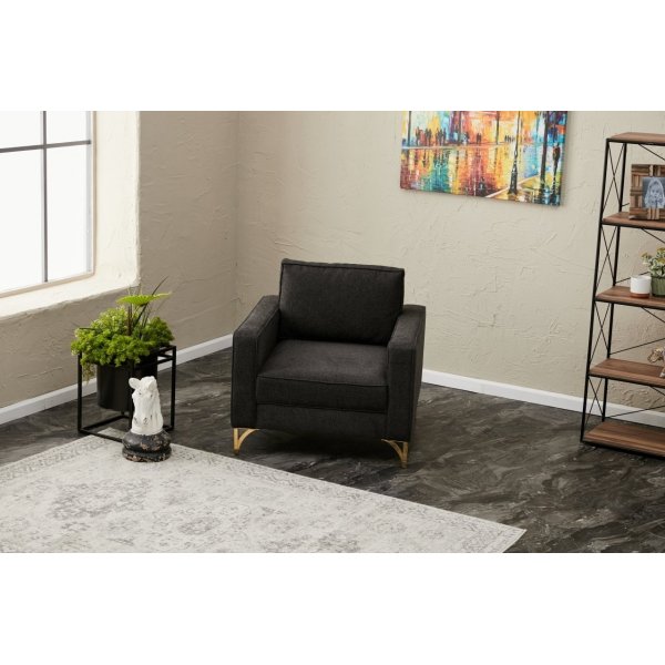 Berlin fåtölj - Antracit/guld Berlin fåtölj - Antracit/guld