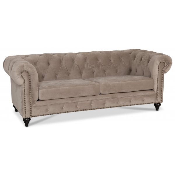 Chesterfield Montgomery 3-sits soffa - Beige sammet