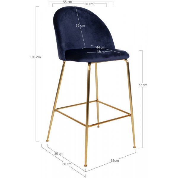 Lausanne Barstol - Blå/mässing Lausanne Barstol - Blå/mässing