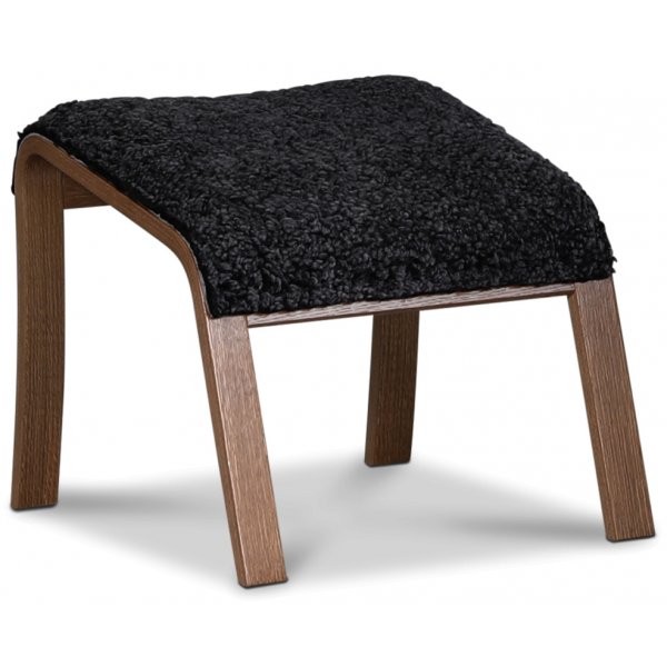 Lammet / Fushion fotpall i frskinn scandinavian dark grey - Brunbetsad ek