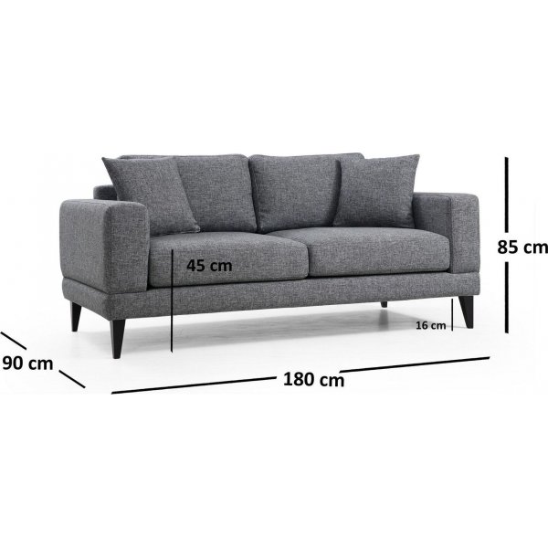Nordic 2-sits soffa - Mrkgr