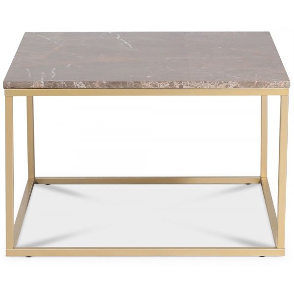 Accent 75x75 cm soffbord i brun marmor med matt mässings underrede Accent 75x75 cm soffbord i brun marmor med matt mässings underrede