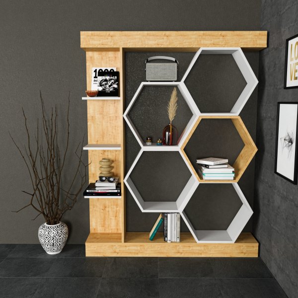 Sueno bokhylla - Vit/ek